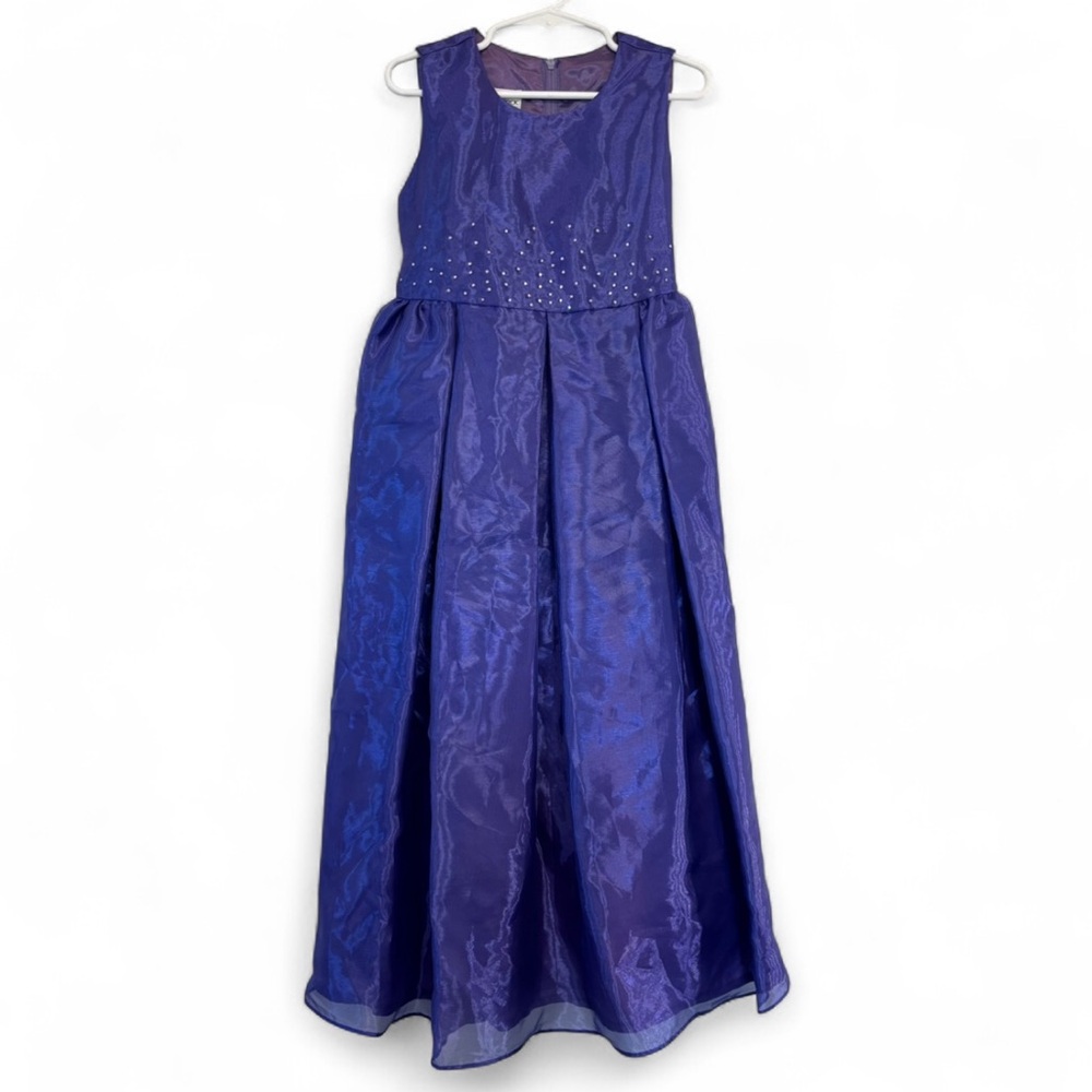 Vintage Y2K Jessica McClintock Purple Satin Long Dress w/ Bow Formal Girl Size 6
